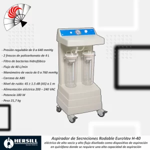 Alternative view of Aspirador de Secreciones Rodable HERSILL EuroVac H-40