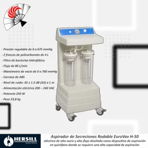 Alternative view of Aspirador de Secreciones Rodable HERSILL EuroVac H-50
